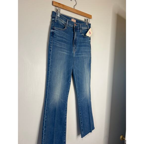 NWT Mother The Hustler Ankle Fray Mid Rise Crop Bootcut Leg Jeans Blue Size: 27 - Picture 3 of 8